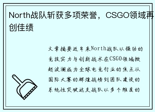 North战队斩获多项荣誉，CSGO领域再创佳绩